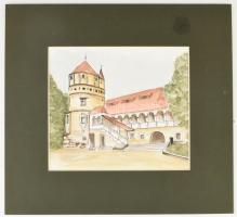 Jelzés nélkül: Betlér, Bethlen kastély. Akvarell, papír, Paszpartuban 14x13 cm