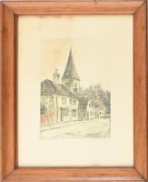 Olvashatatlan jelzéssel: La Rochelle. Színezett rézkarc, papír, kissé foltos, üvegezett fakeretben, ...