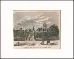 cca 1860 Gyulafehérvári vártér. színezett fametszet Paszpartuban. 15x13 cm