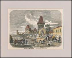 cca 1860 Beszterce, Erdély. színezett fametszet Paszpartuban 19x14 cm