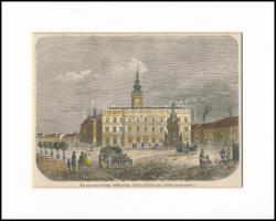 cca 1860 Eperjes, evangélikus kollégium. színezett fametszet Paszpartuban 19x14 cm
