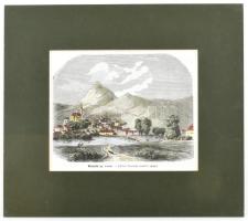 cca 1860 Rózsahegy. Felvidék. Színezett fametszet Paszpartuban 16x13 cm