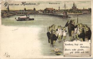 Konstanz with frogs litho