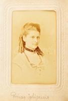 cca 1860-1890 Dekoratív rézveretes, vászonborítású fotóalbum, benne vizitkártyák magyar és külföldi ...