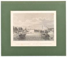 cca 1860 Ludwig Rohbock (1820-1883)-Julius Umbach (1815-1877): Óbuda s a hajómalmak, Pest, Lauffer é...