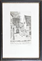 Almásy László (1926-): Szentendre. Rézkarc, papír, jelzett, számozott (49/295), üvegezett keretben, 19,5×14,5 cm