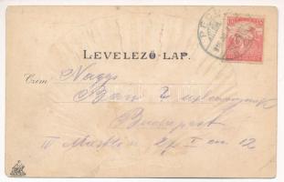 1918 Pécs, Széchenyi tér. Fürst Lipót kiadása. Szecessziós kagylós dombornyomott litho művészlap / A...