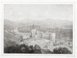 cca 1850 Ludwig Rohbock (1820-1883) - Georg Michael Kurz (1815-1883): Vajda-Hunyad, acélmetszet, papír, 12x16 cm, papír: 22x31 cm
