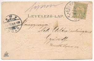 1903 Sopron, Színház. Kummert L. 261. Szecessziós dombornyomott litho / Art Nouveau, embossed litho ...