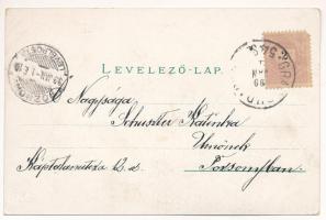 1899 (Vorläufer) Szentgotthárd, Templom, Fő tér, Rábapart. Wellisch Béla kiadása, Art Nouveau, flora...