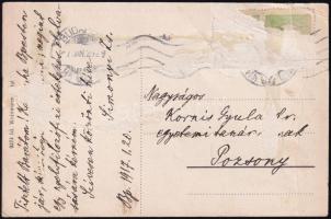 Simonyi Zsigmond (1853-1919) eszperantista, nyelvtudós, egyetemi tanár saját kézzel írt levele Kornis Gyula egyetemi tanár részére, Tisztelt Barátom! megszólítással, kopott szöveggel, hiányzó bélyeggel.