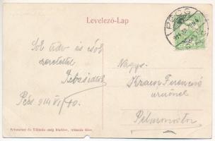 1914 Pécs, Rácváros, Pompár vendéglő kerthelyisége, étterem. Schmeiszl és Kálmán cég kiadása (EB)