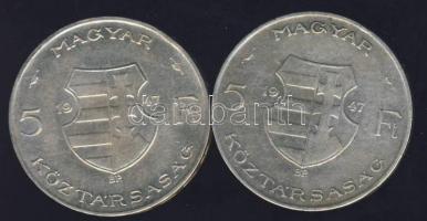 1947. 5 Ft(2x) "Kossuth" Ag T:2/3+