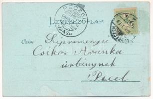 1906 Debrecen, színház este. Csokonai nyomda kiadványa 1329. Art Nouveau, floral, litho