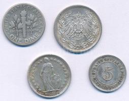 Vegyes: Amerikai Egyesült Államok 1946. 1d Ag "Roosevelt" + Német Birodalom 1915A 1/2M Ag ...