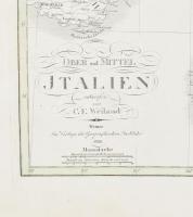 1836 C. F. Weiland: Ober und Mittel Italien - Felső és középső Olaszország térképe. Nagyméretű, acél...
