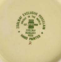 Zsolnay virágmintás kávés csésze, 6 db csésze, és alj, 4 tetővel, kézzel festett, jelzett, kis kopás...