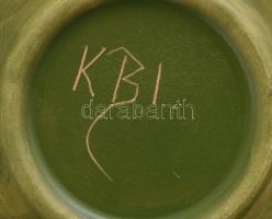 Kutyás Bajusz István: Mázas kerámiatál, jelzett, hibátlan, d: 31,5 cm
