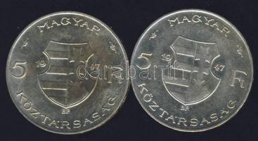 1947. 5 Ft (2x) "Kossuth" Ag T:2/3+