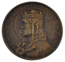 Zsákodi Csiszér János (1883-1953) 1930. Sanctus Emericus Szent Imrét ábrázoló egyoldalas bronz jelvény, hátoldalán LUDVIG BP gyártói jelzéssel (30mm) T:1- patina