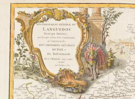 1752 Gouvernement General du Languedoc divise par Dioceses, avec les pays voisins de la Catalogne, q...