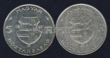 1947. 5 Ft (2x) "Kossuth" Ag T:2/3+