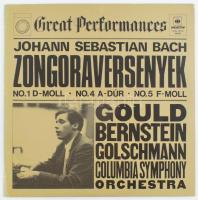 Gould, Bernstein, Golschmann, Columbia Symphony Orchestra - Bach - Piano Concertos: No. 1 In D Minor, No. 4 In A Major, No. 5 In F Minor. Vinyl, LP, Compilation. Hungaroton. Magyarország. VG+