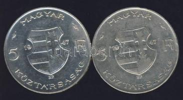 1947. 5 Ft (2x)"Kossuth" Ag T:2/3+