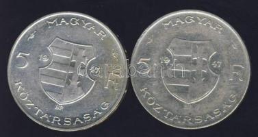 1947. 5 Ft (2x)"Kossuth" Ag T:2/3+