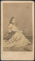 cca 1867 Odescalchiné Degenfeld-Schomburg Anna (1836-1925) hercegné, kemény fotó Borsos és Doctor műterméből, kissé foltos, 10,5×6,56 cm