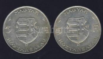 1947. 5 Ft (2x) "Kossuth" Ag T:2/3+