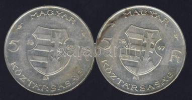 1947. 5 Ft (2x)"Kossuth" Ag T:2/3+