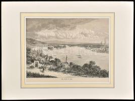 cca 1860 The Danube at Buda - A Duna Budánál. Fametszet paszpartuban 220x160 mm