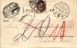 1901 Budapest I. Várbazár. Szecessziós dombornyomott montázs magyar népviselettel. Art Nouveau, lith...