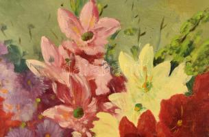 Olvashatatlan jelzéssel: Csendélet. Olaj, vászon. Dekoratív fakeretben. 70x60,5 cm