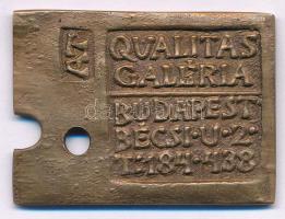 Asszonyi Tamás (1942- ) ~1990. Qualitas Gallery bronz névjegyérem (28,5x40mm) T:AU