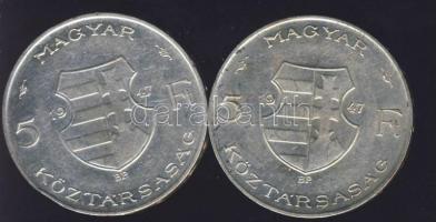 1947. 5 Ft (2x)"Kossuth" Ag T:2/3+