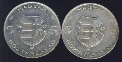 1947. 5 Ft(2x) "Kossuth" Ag T:2/3+