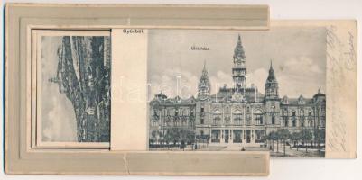 1906 Győr, Városháza. Berecz Viktor kiadása, Kinematograph-Kártya szabadalom - mechanikus képeslap (...