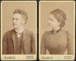 Tóth Imre (1857-1928) színész, rendező, színházigazgató, a Nemzeti Színház igazgatója és felesége Tóthné, 2 db keményhátú fotó, 10,5×6,5 cm