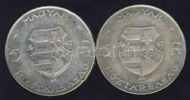 1947. 5 Ft (2x)"Kossuth" Ag T:2/3+