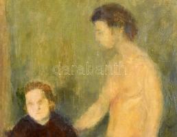 Szenes Zsuzsa, Erdély Miklósné (1931-2001): Aktmodell, 1953. Olaj, falemez, jelzett, fakeretben, 65×...