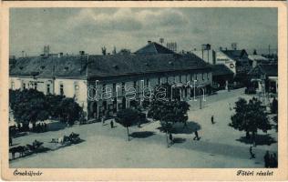 1942 Érsekújvár, Nové Zámky; Fő tér, üzletek, Hartenstein bútoráruháza / main square, shops, furniture warehouse (EK)