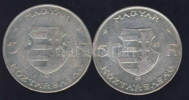 1947. 5 Ft (2x)"Kossuth" Ag T:2/3+