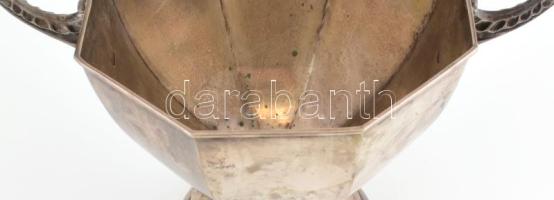 Kétfülű ezüst kínáló cca 1920. Jelzett 420 g 22x25 cm