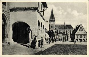 1937 Bártfa, Bártfafürdő, Bardejovské Kúpele, Bardiov, Bardejov; Fő tér, régi városháza / main square, old town hall