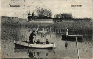 1922 Keszthely, Sziget fürdő, csónakok (EK)