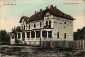 1910 Keszthely, Vasúti Restaurátió, vendéglő, étterem. Mérei Ignác N. 801-1910. (felszíni sérülés / surface damage)