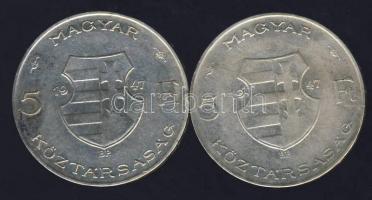 1947. 5 Ft (2x)"Kossuth" Ag T:2/3+