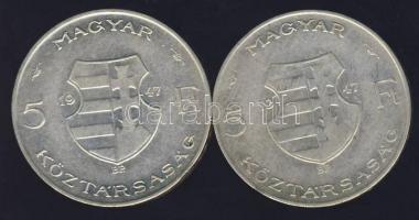 1947. 5 Ft (2x)"Kossuth" Ag T:2/3+